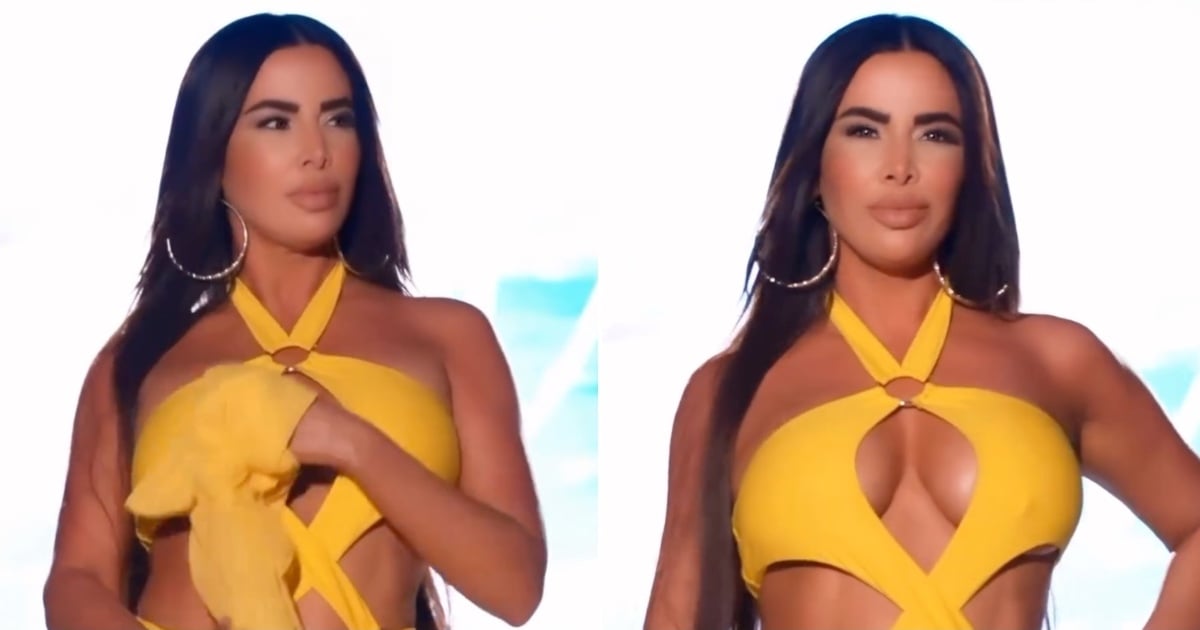 A heart-stopping catwalk!  Nayer parades from Miami in a revealing swimsuit