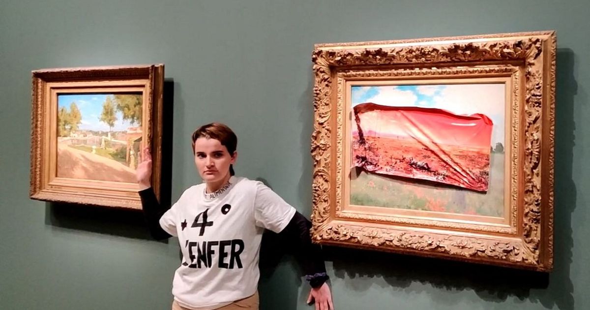 Activist arrested in Paris for posting poster over Monet painting
