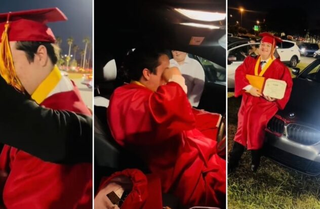 Cuban father surprises his son with a car for his graduation in Tampa
