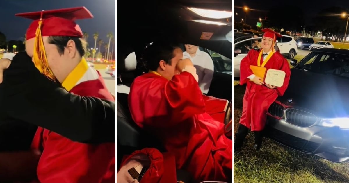 Cuban father surprises his son with a car for his graduation in Tampa
