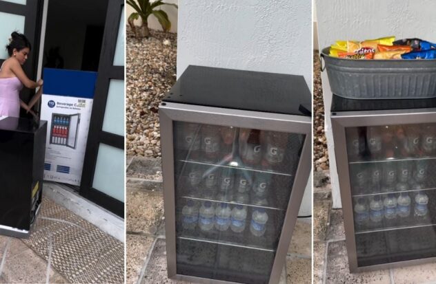 Cubana provides refrigerator with cold drinks and snacks to delivery people in Miami
