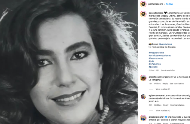 Leading actress Magaly Urbina dies in Caracas
