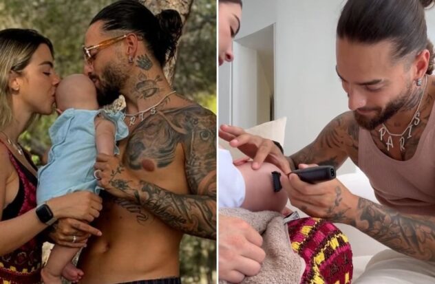 Maluma shares photos to celebrate his daughter's 4 months and receives criticism for shaving Paris' hair
