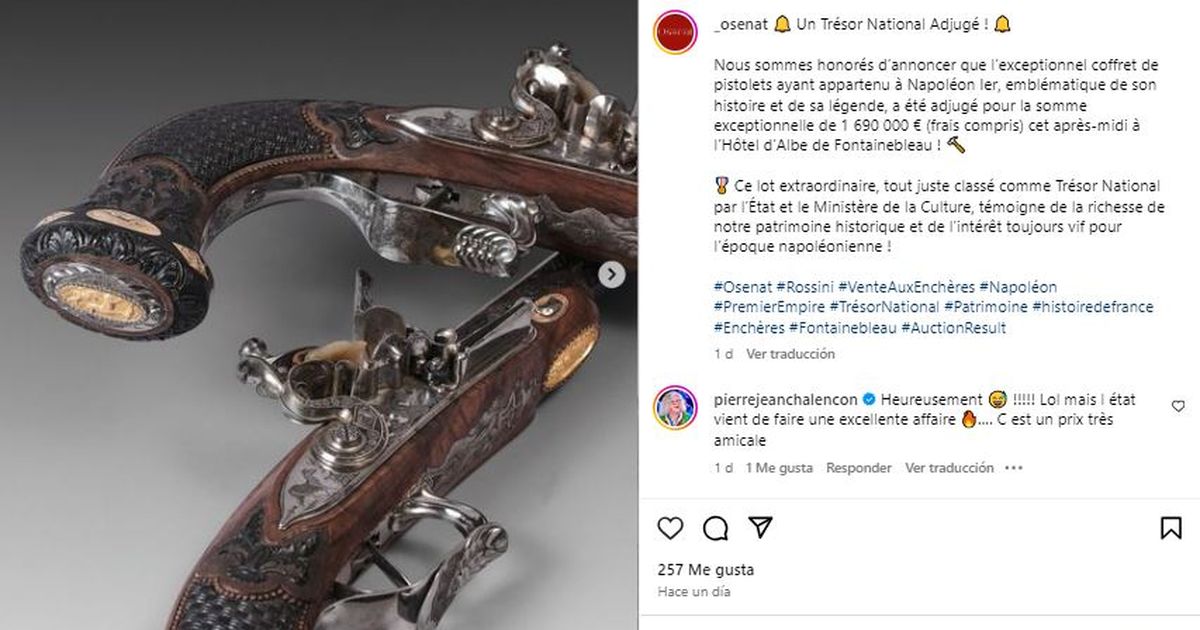 Napoleon Bonaparte's weapons sold for 1.69 million euros
