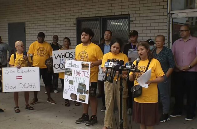 Tenants of Bronx building protest against landlords
