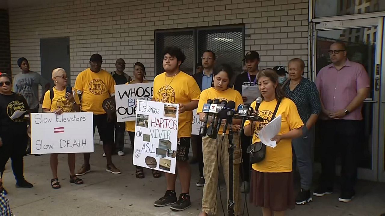 Tenants of Bronx building protest against landlords