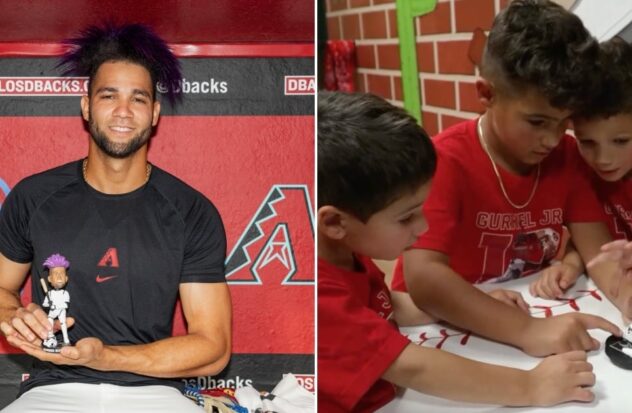 The reaction of Lourdes Gurriel Jr.'s children when they saw their dad's bobblehead
