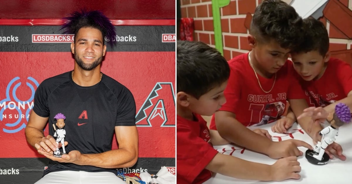 The reaction of Lourdes Gurriel Jr.'s children when they saw their dad's bobblehead